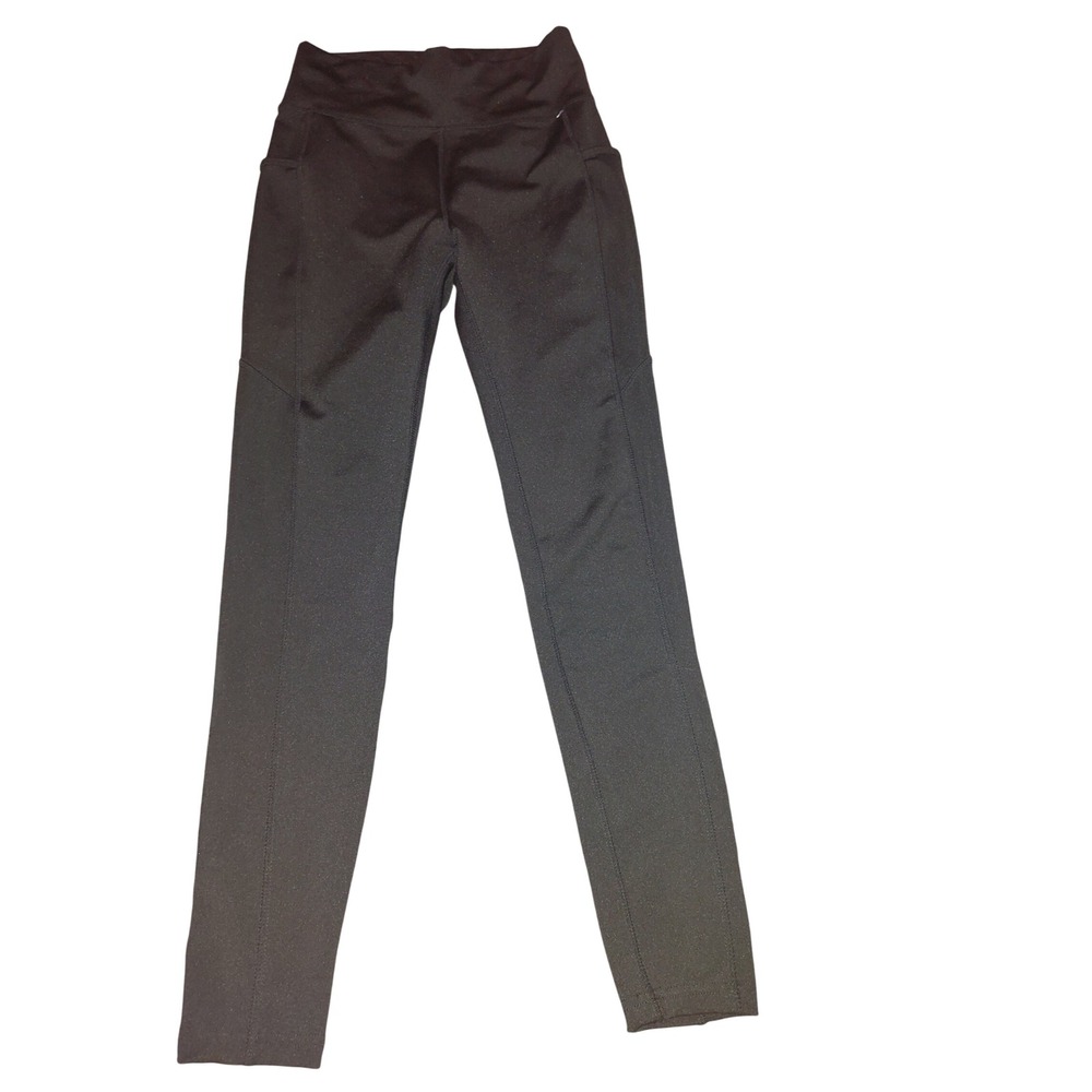 POP Fit Womens Black High Waisted Athletic Leggings with Pockets Size Small